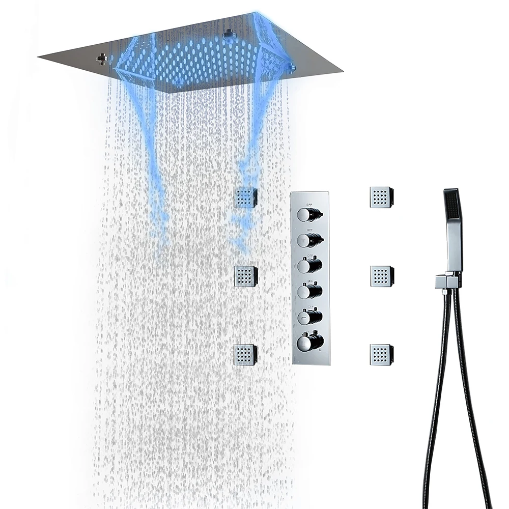 Shower Concealed Mixer System Faucet Sets Set Bathroom Rainfall Spa Stainless Steel Tap