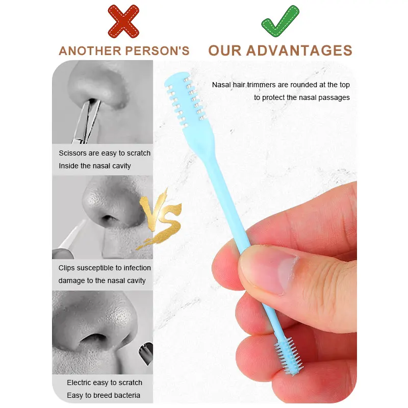 2 in 1 Ear Nose Hair Knife 360 Degree Rotation Shaving Double Sided Comb Nostril Cleaner Portable Nasal Hair Trimmer