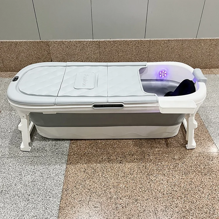 Collapsible Bathtub Kids Portable Foldable Adult Baby Toddler Kids Massage Pool Headrest Insulation Lid Large Soaking Bath Tub
