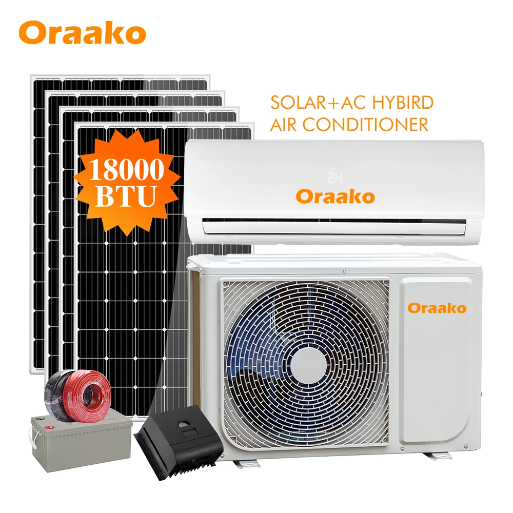 Dc Ac 24V Dc 36V 9000 Btu 18000 Btu 0.75Ton 1.5Ton 2500W Eco-Friendly Refrigerant Solar Powered Air Conditioner System