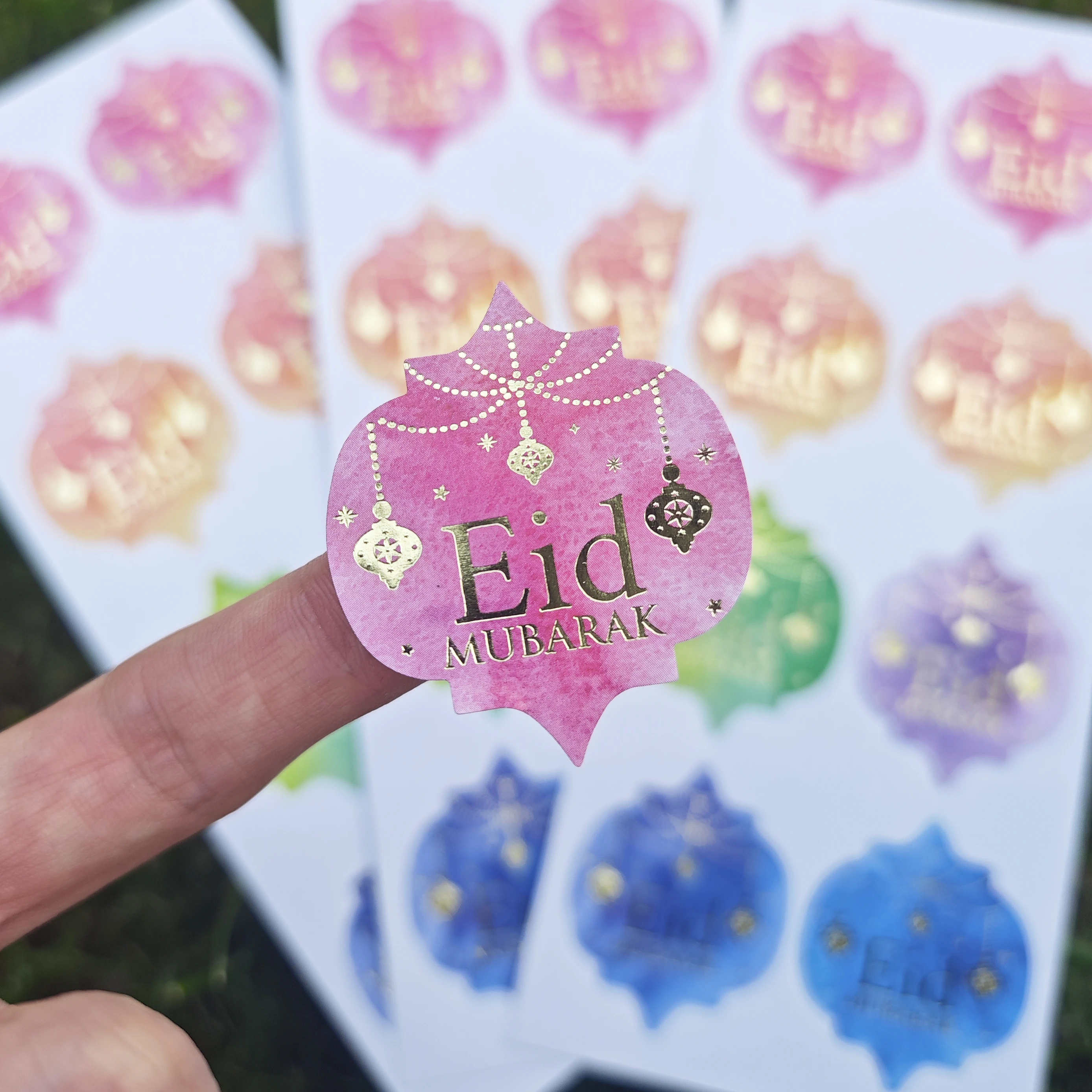 Islam Gold Stamping Foil Ramadan Eid Mubarak Stickers For Muslim Party Decoration