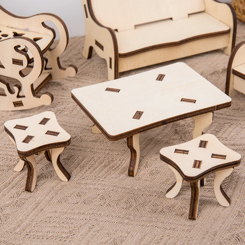 2024 hot sale DIY wooden furniture suit children  interactive assembly game high quality DIY wooden puzzle children  toys