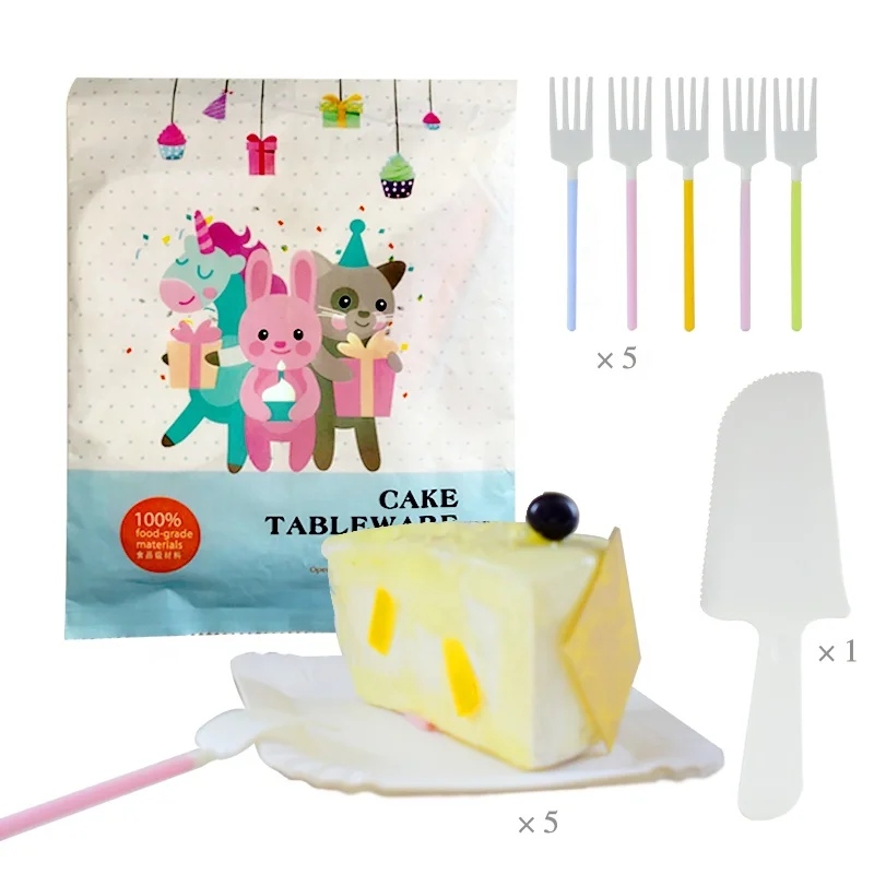11 PCS Bag Paper  China Wholesaler Disposable Cake Tableware Set Paper Plate Forks and Knife Dinner Set