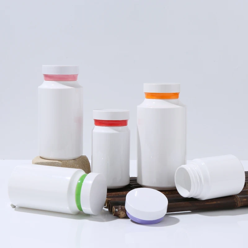 Mini Healthy Medical White PET Plastic Empty Vitamin Pill 275CC 200CC 150CC 120CC 80CC Capsule Bottle With Cap