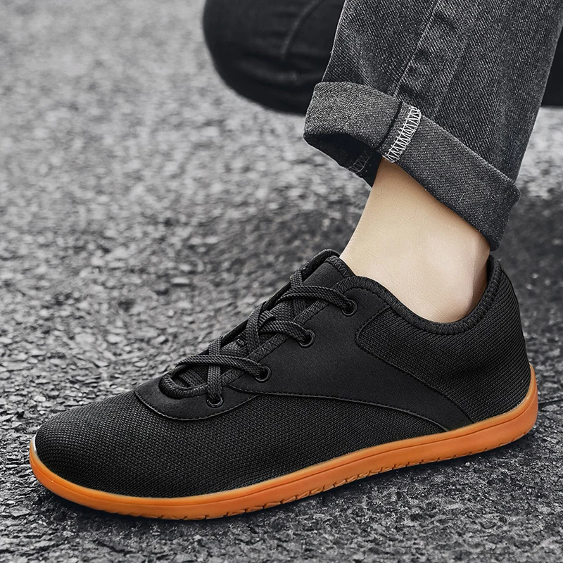 Spot Goods Soft Mesh Fabric Upper Rubber Sole Running Barefoot Shoes Wide Toe Box Shoes