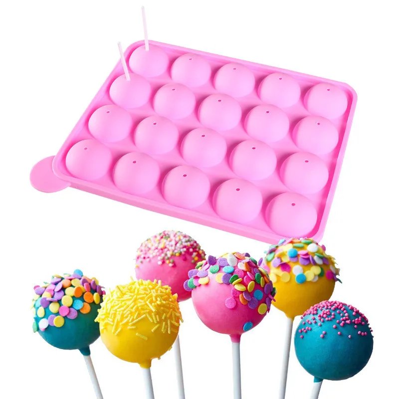 Ball Shape Lollipop Cake Mold Baking & pastry tools Handmade Hard Candy Dessert Chocolate Silicone Moulds Via supplier Kangkai