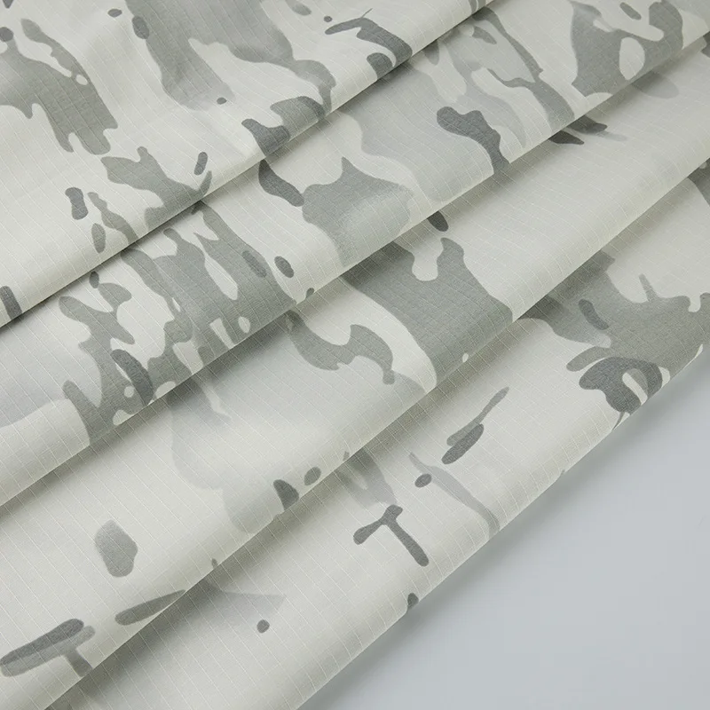 Wholesale Printed Roll Snow Mountain Uniform Camouflage TC Ripstop Fabric White Polyester Cotton Boys Shirts Dresses Garments