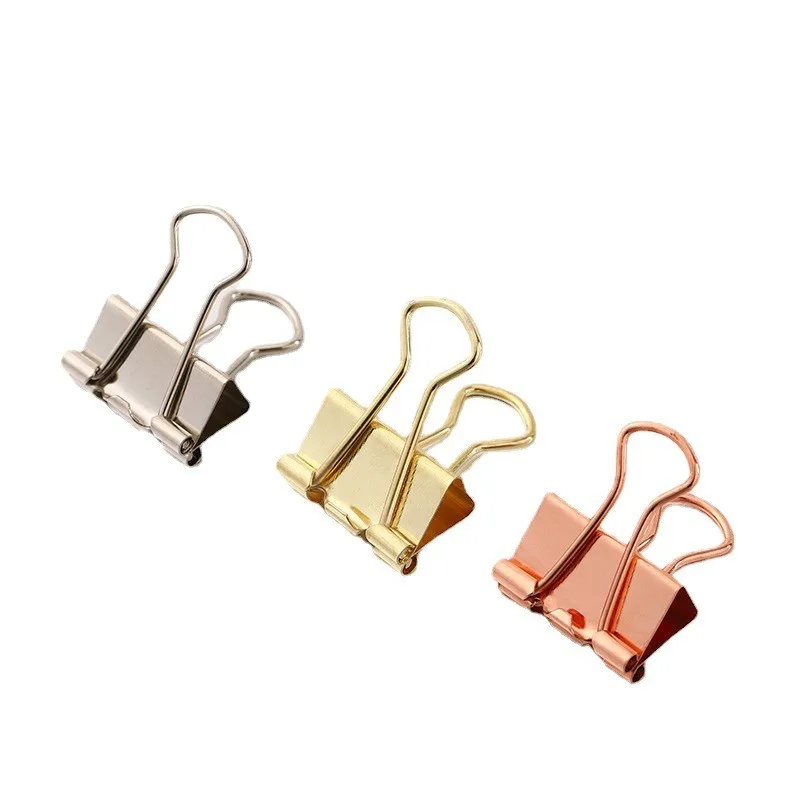 19mm Rose Gold Long Tail Clip Metal Small Hand Account Binding Dovetail Binder Test Paper Clip Ticket Clip For Office