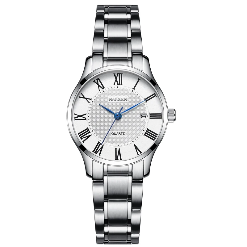 classic roman numeral valentine watches cheap made in china wristwatch all stainless steel couple wrist watch