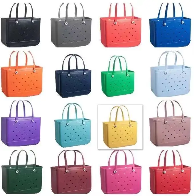 JOWYAR Great Waterproof Washable Beach Tote Bag Open Tote Travel Bags EVA Plastic Silicone bag Handbag for Beach