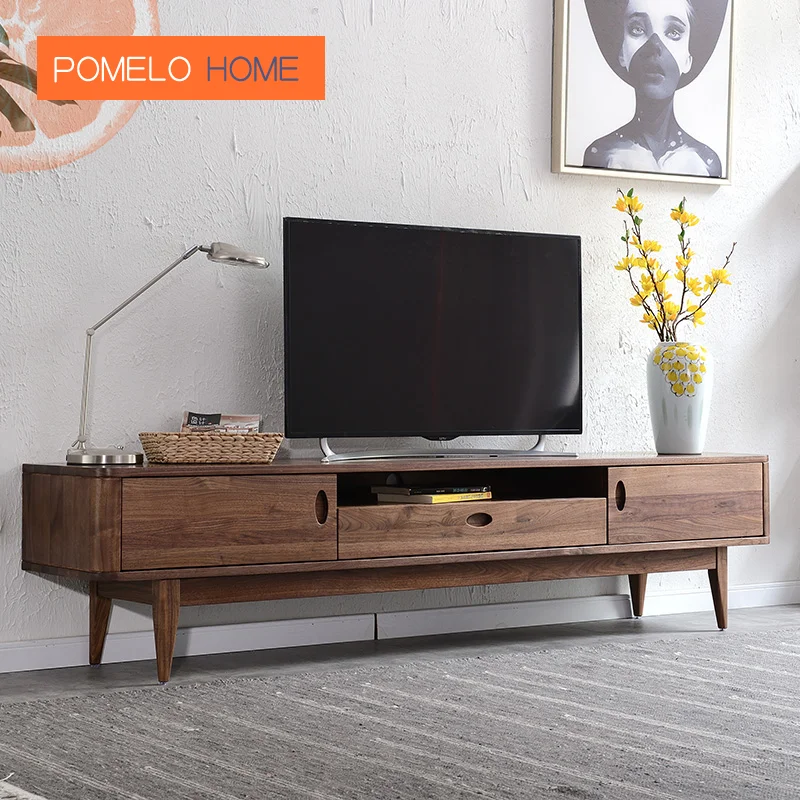 Pomelohome North American black walnut TV cabinet made of black walnut hand polished  solid and durable new Chinese style