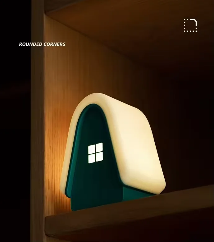 Cute Lamp Christmas House Night Light Soft Silicone Rechargeable Atmosphere Baby Touch Smart Light as Kids Christmas Gift