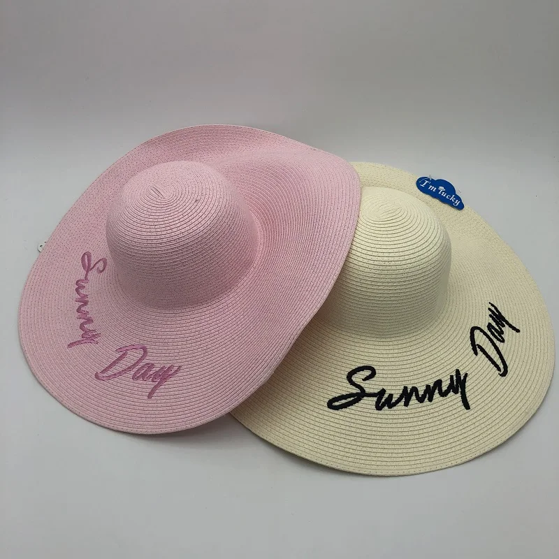 Лидер продаж, красивая пляжная шляпа с широкими полями и вышивкой