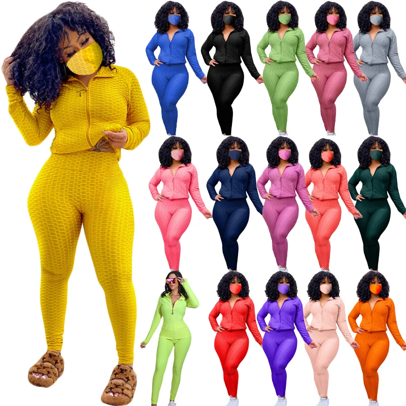 
mouth-muffle yoga pants suit fitness jogger sweatsuit sets for women two piece 
