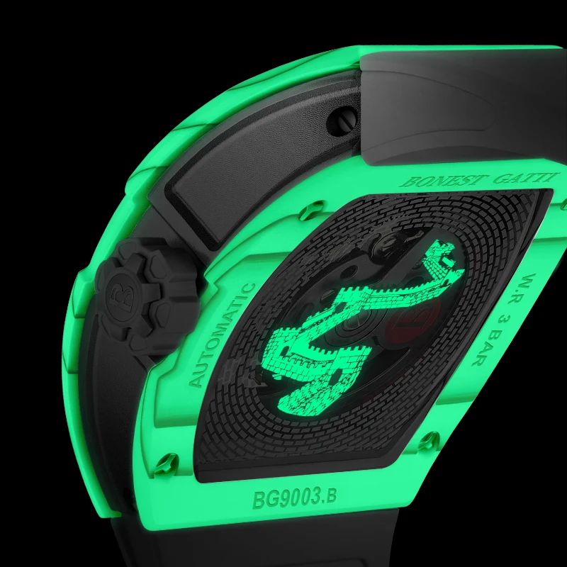 Bonest Gatti The Great Wall Design Carbon Fiber Men Luxury Automatic Wristwatch