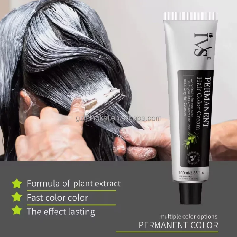OEM High Quality Private Label Professional Natural Cruelty Free IVS Permanent Organic Hair Color Cream 100ml  Korea Hair Dye