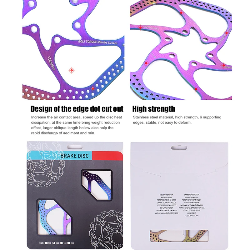 Велосипедный дисковый тормозной ротор HS1 160/180 мм радужные тормозные колодки для горного велосипеда 2 упаковки