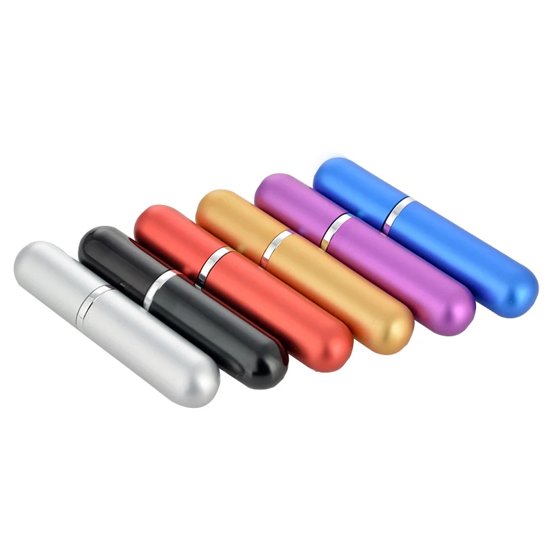 Custom Portable 5ml Small Mini Travel Aluminium Refillable Perfume Atomizer Hand Sanitizing Spray Bottle With Color Packing Box