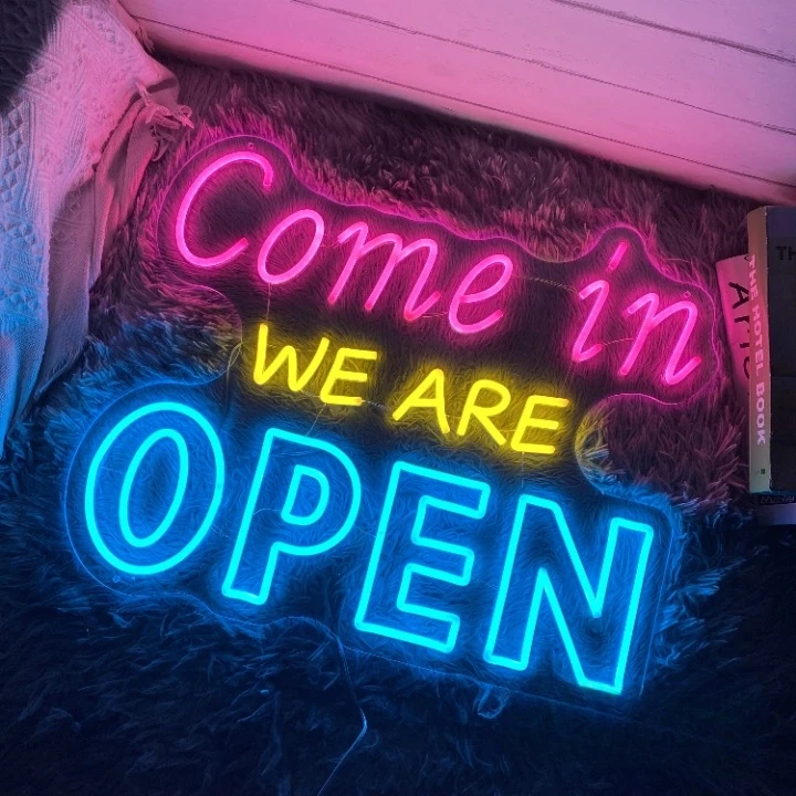 Come In We Are Open Neon Sign Custom Open LED Neon Light Home Wall Decor Restaurant Bar Coffee Shop Salon Decor Business Sign