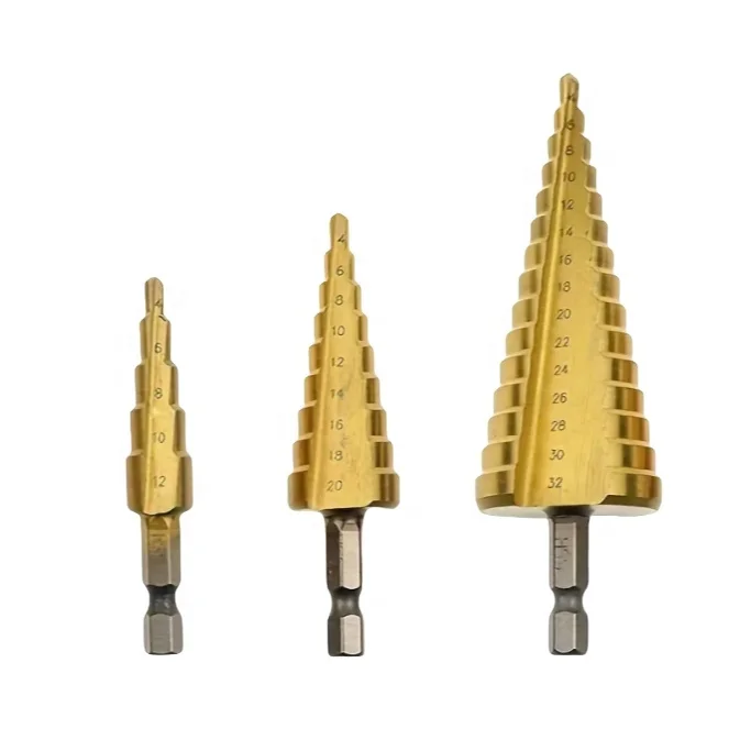 Power Tools 3pcs Step Drill Bits Set for Wood Metal Drilling