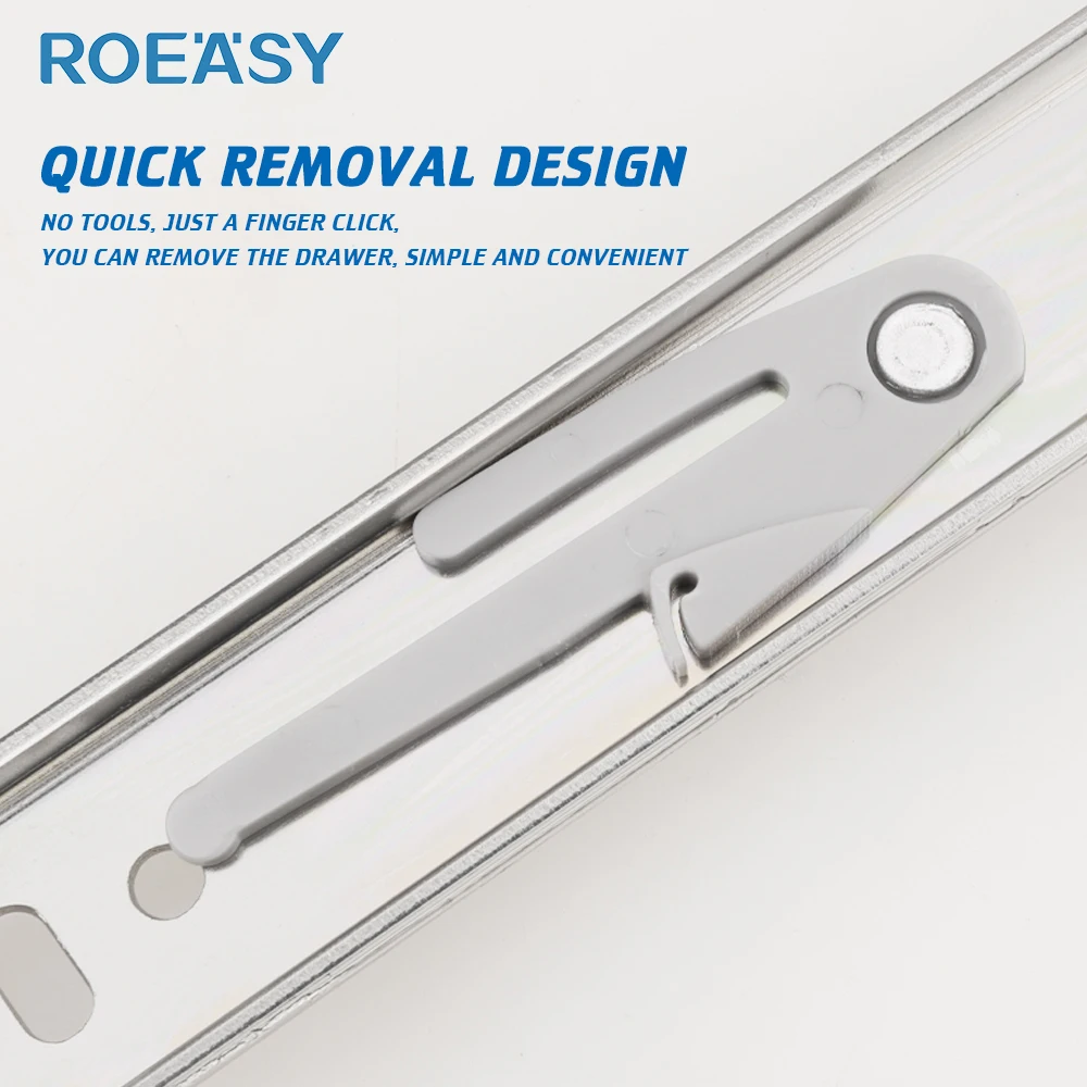 ROEASY Push Open Soft Close Drawer Channel Slides Three Fold Telescopic Ball Bearing Drawer Slide Rail