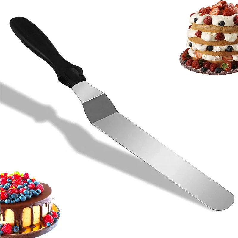 Hot Sale Angled Stainless Steel Cake Icing Spatula With Plastic Handle