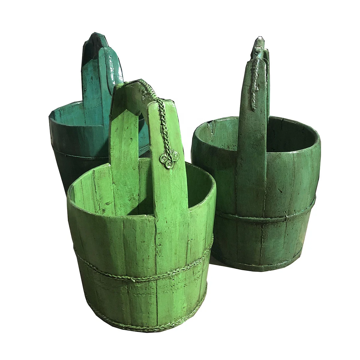 Chinese antique reproduction vintage style wooden hand painted decorative wash basin