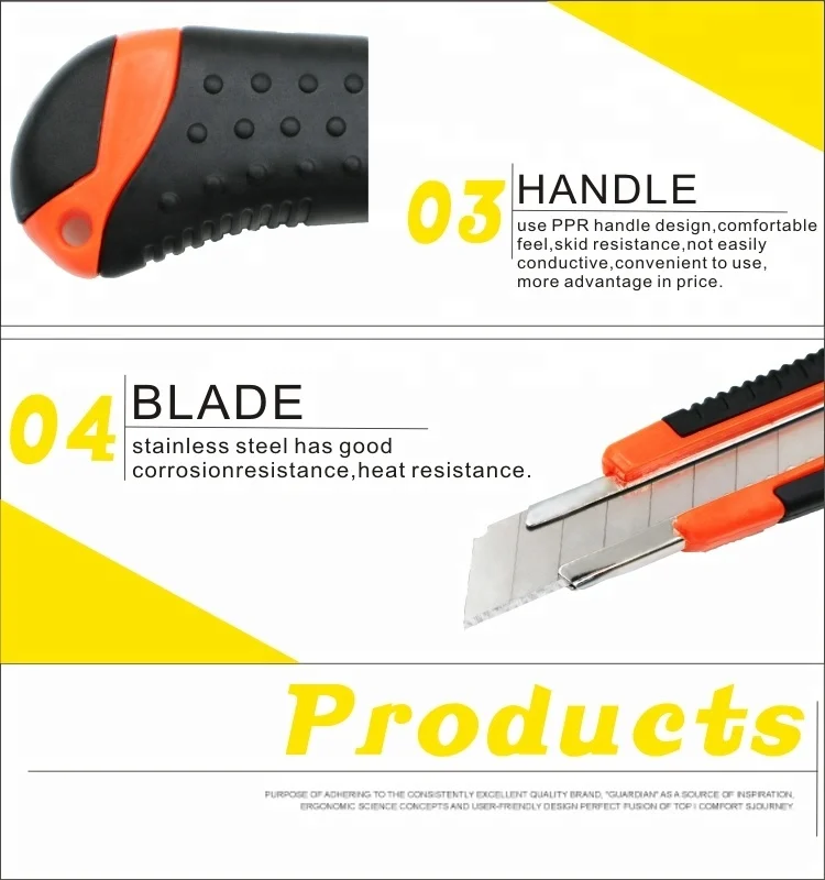 18mm Auto Retractable Blade Safety Snap Off Knife Hand Tools Cutter Knife OEM