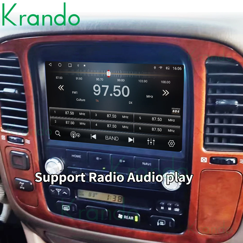 Krando 9 Inch Car Audio for TOYOTA Land Cruiser 100 LEXUS LX470 1998 - 2002 Android Auto Stereo Built in DSP WIFI 4G Sim Card