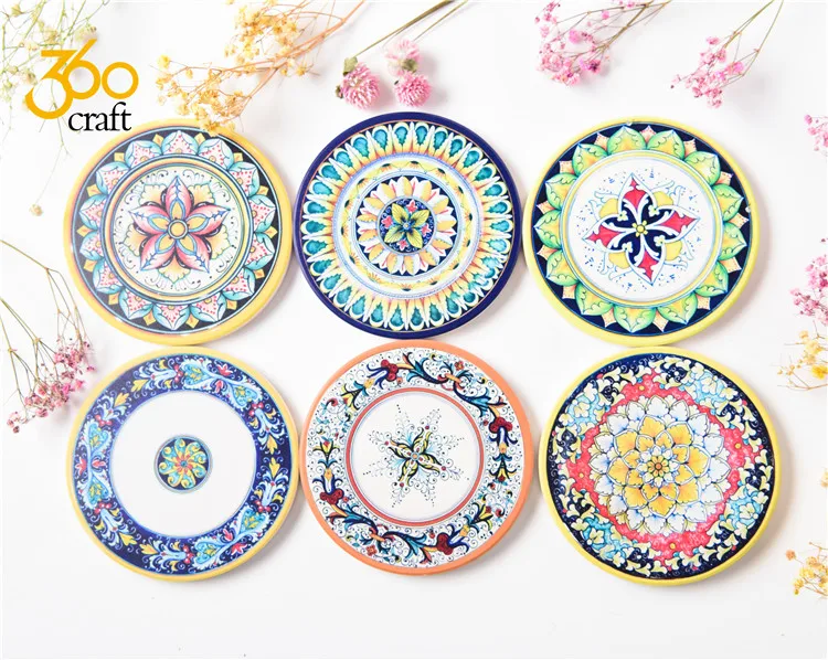 Customized Printing Dye Sublimation Ceramic Coasters In Holder Ceramic Trivet