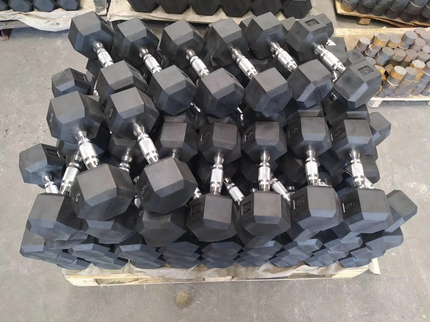 League-Sport Wholesale Black Hex Rubber Dumbbell Coated Gym Dumbbell Pounds Fitness Weight Custom Rubber Hexagon Dumbbells
