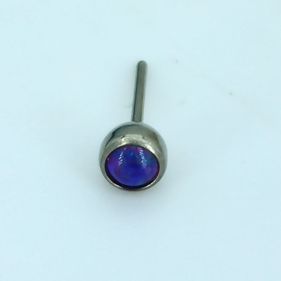 Custom ASTM F136 Titanium G23 Body Jewelry Threadless Bezel Set Colorful Opal Basic Titanium Piercing Jewelry Tops