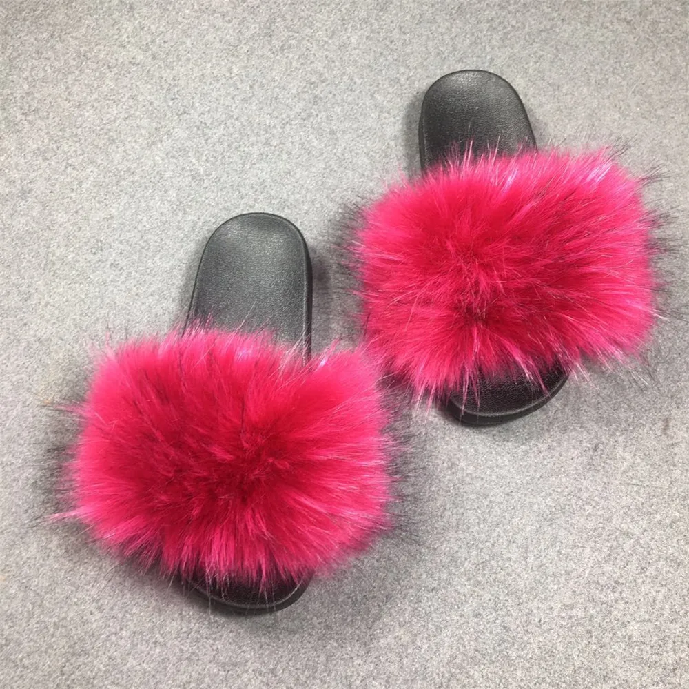 
wholesale various styles fluffy ladies slippers faux fur flat slippers for women 