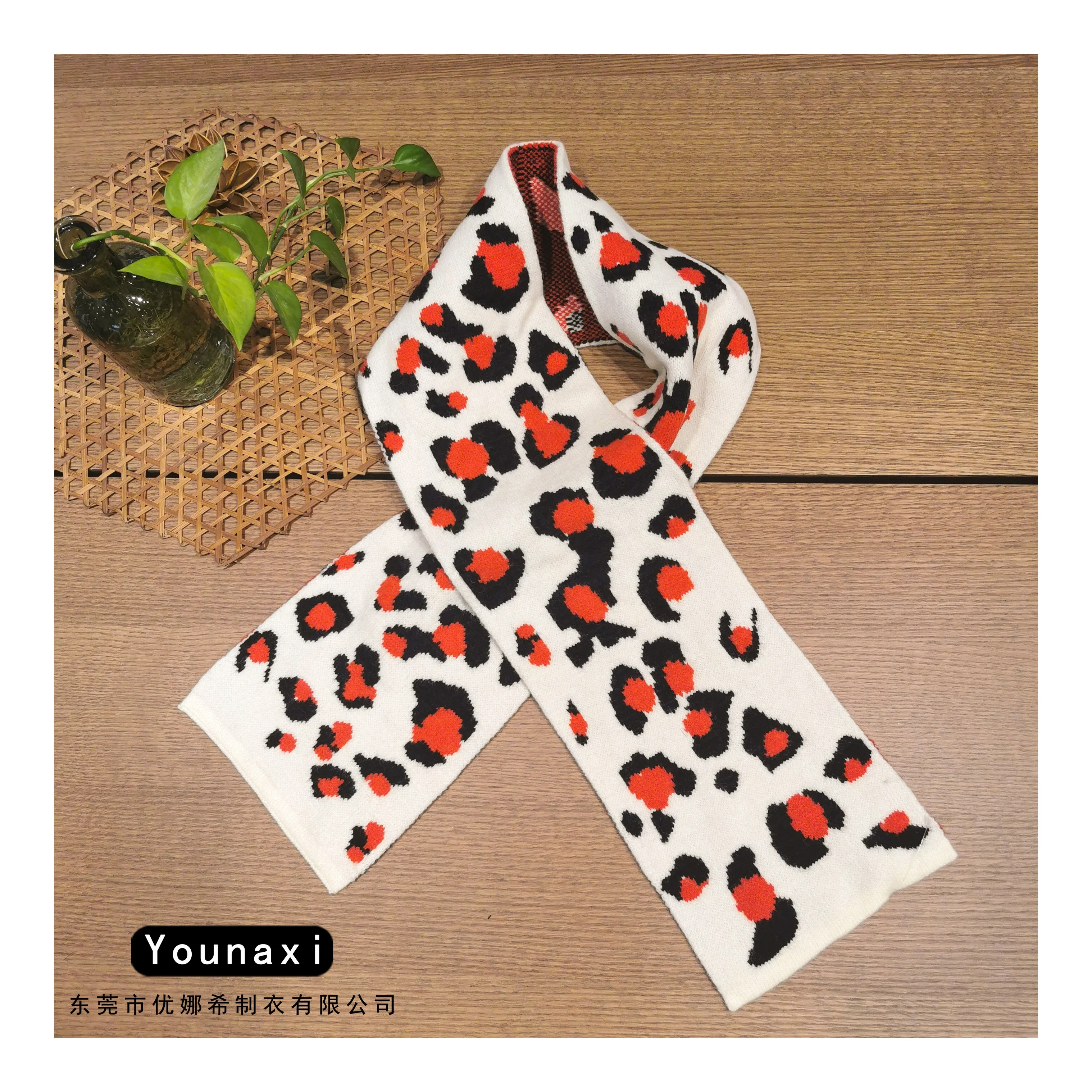 Leopard print Sweater Party fashion custom winter wool scarves Shawl Wrap wool sweater scarf women