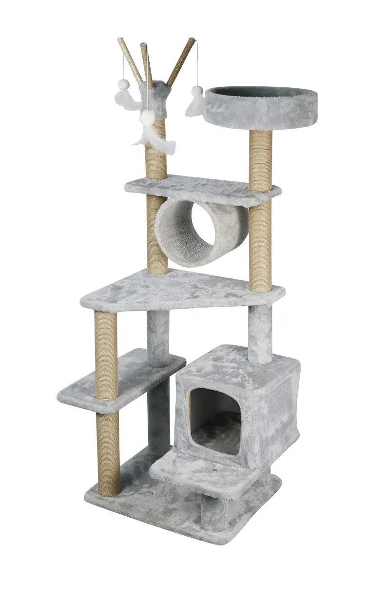 Wholesale Hot Selling Large Size Wooden Pet Scratcher House Tower Plush Cat Tree For Large Cats Tree House