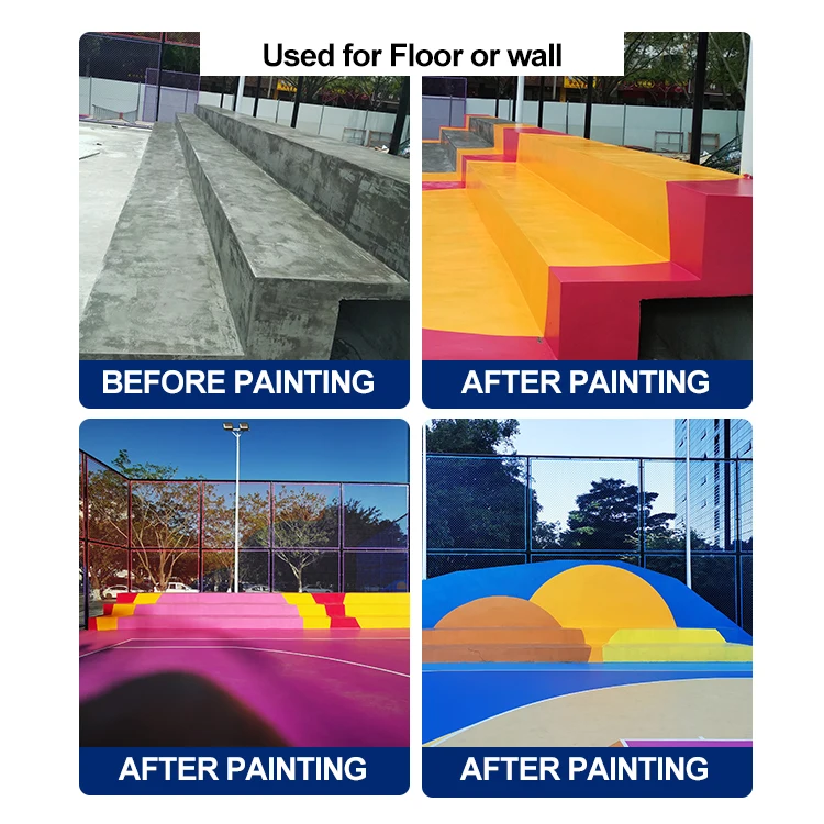 Peinture De Sol Waterborne Acrylic Polyurethane Coating Floor Paint For Indoor Ground Wall Stadium Runway Greenway Etc