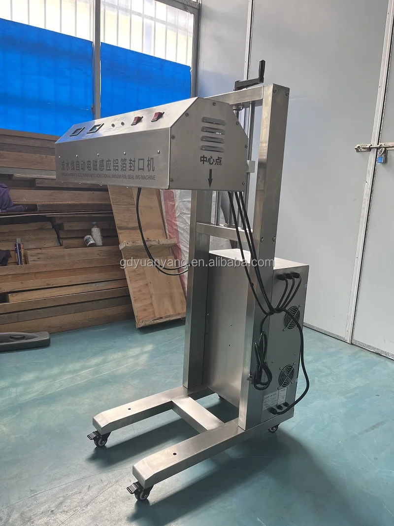 Continuous Automatic Plastic Cap Inner Lining Glass Bottle Aluminum Foil Film Sealer Induction Sealing Machine