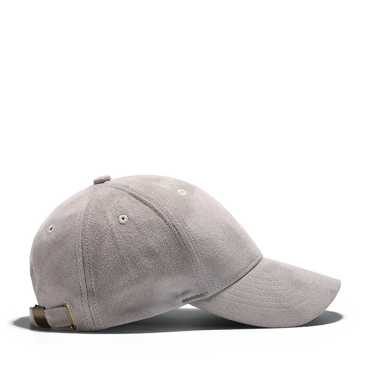 Wholesale Multicolor Suede Custom embroidered suede baseball cap with metal strap closure