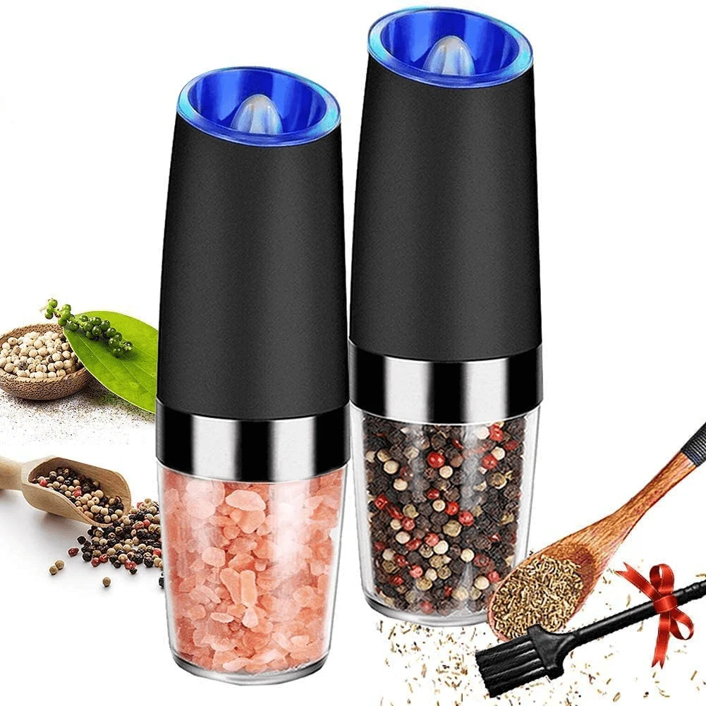 2023 Gravity Spices Grinding Mill Bottle Stainless Steel Automatic Electric Salt Pepper Grinder Mill for Kitchen Cooking