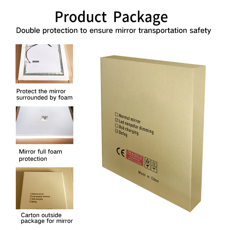 Hot Sale Rectangle Aluminum Vanity Android Mirror Smart Led Bathroom Mirror for Hotel