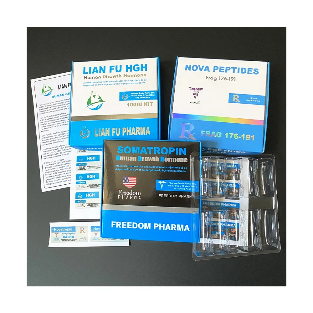 Custom design FREEDOM PHARMA printed somatropina groth hormone plastic tray 2ml vial hgh packaging boxes stickers