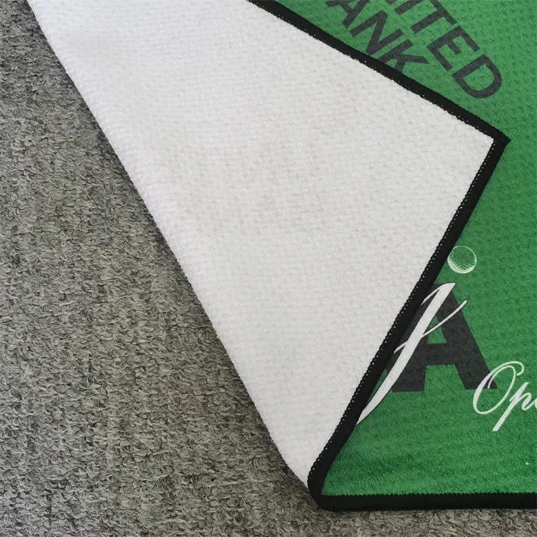 Wholesale Custom Logo Printed Sublimation Microfiber Waffle Golf Towel With Eyelet and Carabiner