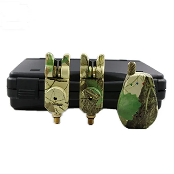 JZH-RF598 4+1 High Voice 4 LED colors Waterproof Camo Fishing Bite Alarm with PU box