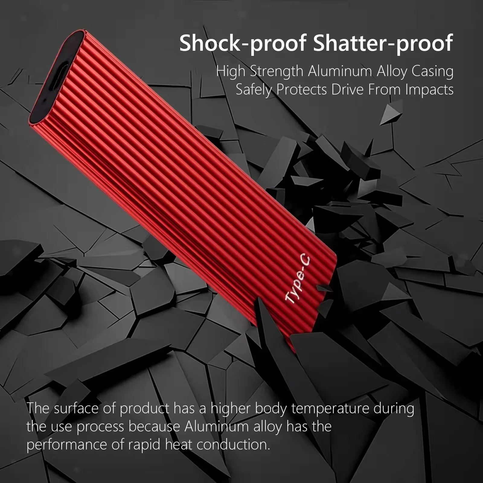 OEM Portable SSD USB 3.1 To M.2 NGFF/NVME Aluminum Box 2T Solid State Drives Case for 2230 2242 2260 2280 for PC Laptop