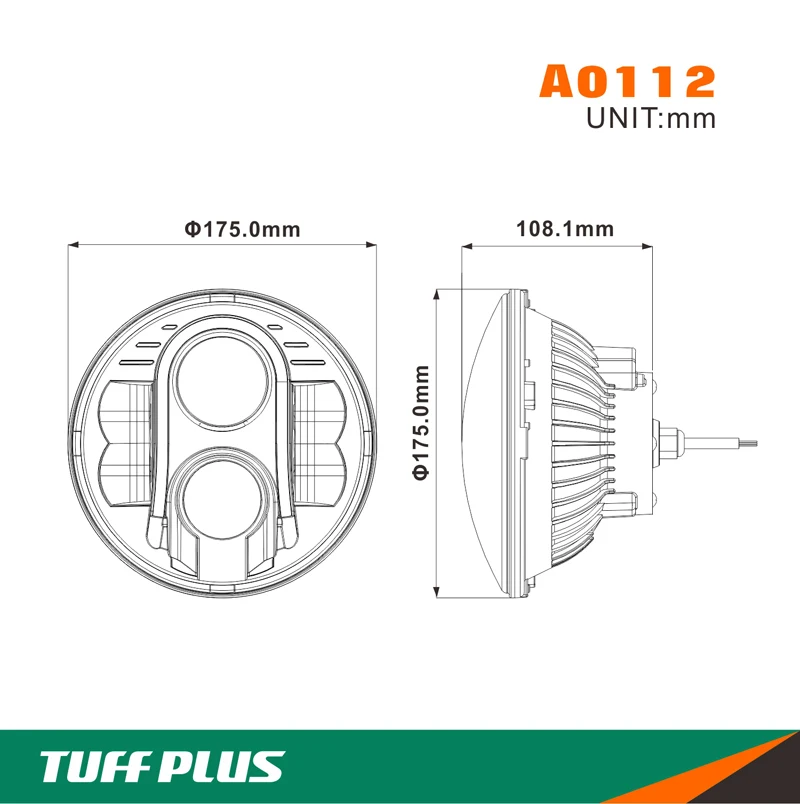 7 Inch Round LED Headlight for Cars TUFF PLUS Factory Wholesaled Round LED Light Lamp Headlight for Motorcycle