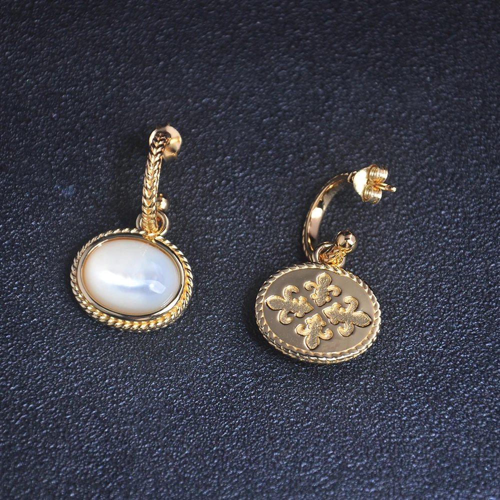 Real 18K Gold Color Plated Casual Bohemia Earrings Jewelry Modern Stylish Shell Hoop Earrings Jewelry