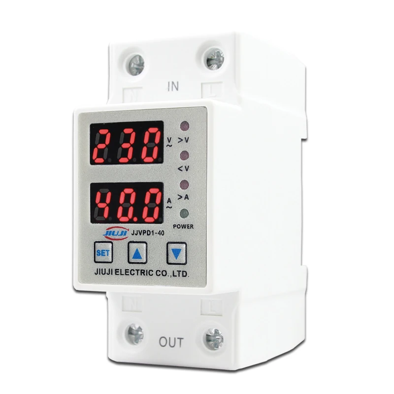 40A 63A 230V Din rail adjustable over under voltage protector device protective relay Digital current voltage protector