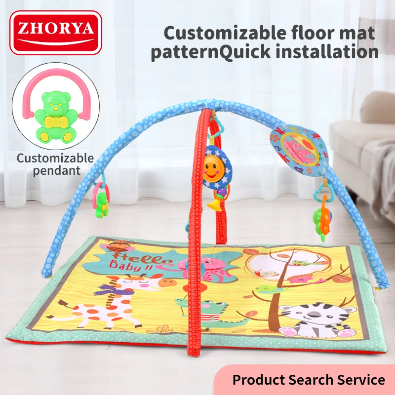 Baby Rectangular Hemming Hanging Toys Baby Soft PlayMat Newborn Sleeping Mat Cartoon Gym Play Mat Blanket Gym Crawling Pad