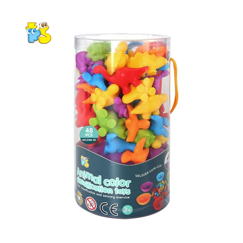 Hot selling Soft rubber material Montessori educational kids counting dinosaur animal toy color sorting toy