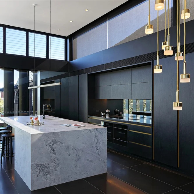 Acrylic egger 2pac pvc luxury smart matt small new design black modern kitchen cabinet